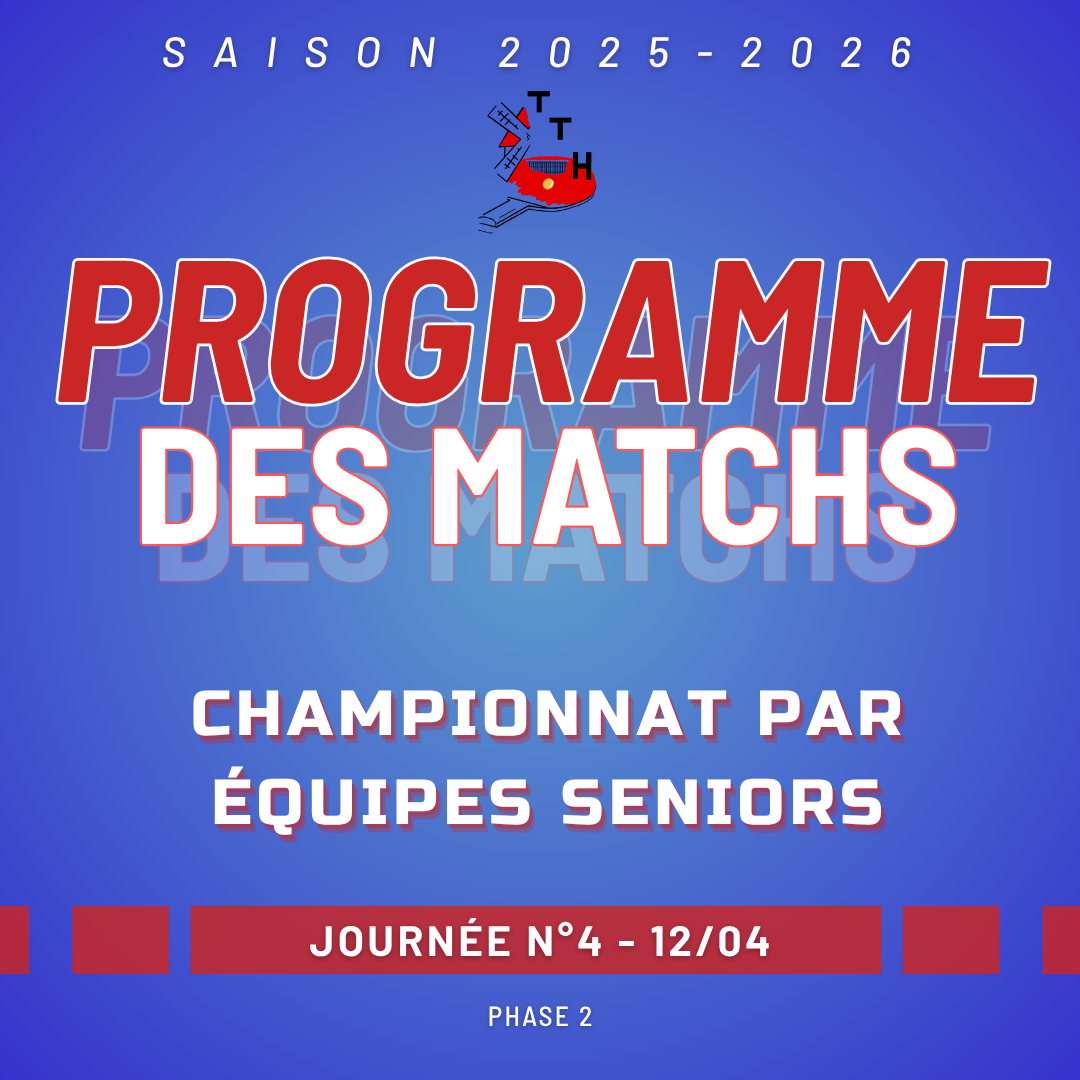 PROGRAMME JOURNEE 4 CHAMPIONNAT SENIOR